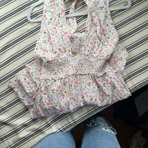 Aerie Floral Open Back y2k Mini Dress